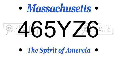 465YZ6 Massachusetts License Plate