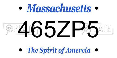 465ZP5 Massachusetts License Plate