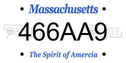 466AA9 Massachusetts License Plate