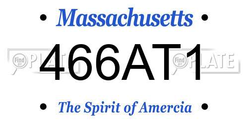 466AT1 Massachusetts License Plate