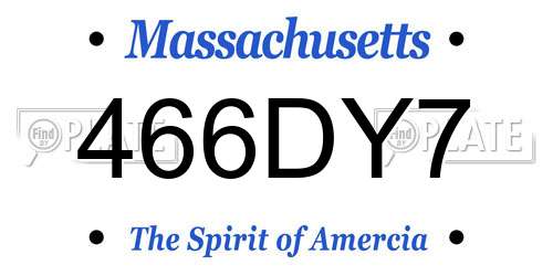 466DY7 Massachusetts License Plate