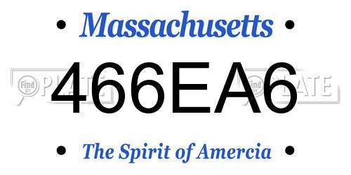 466EA6 Massachusetts License Plate