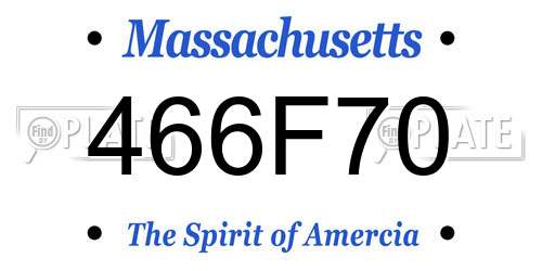 466F70 Massachusetts License Plate