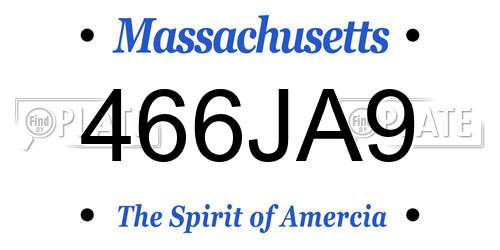 466JA9 Massachusetts License Plate
