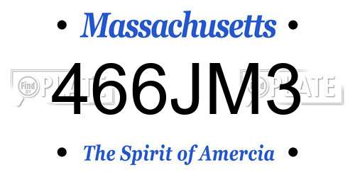 466JM3 Massachusetts License Plate