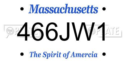 466JW1 Massachusetts License Plate