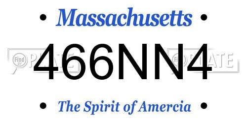 466NN4 Massachusetts License Plate