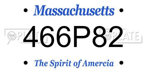 466P82 Massachusetts License Plate