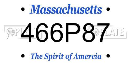 466P87 Massachusetts License Plate