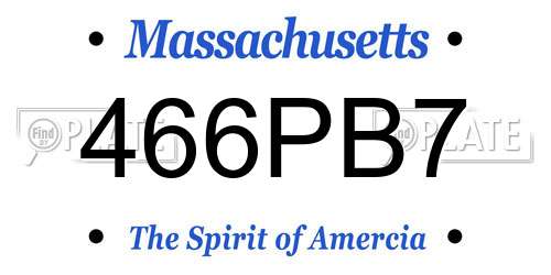 466PB7 Massachusetts License Plate