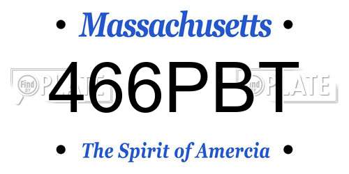 466PBT Massachusetts License Plate