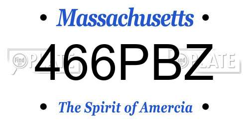 466PBZ Massachusetts License Plate
