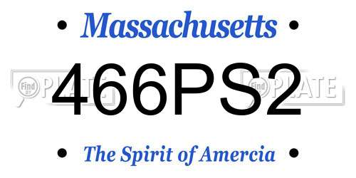 466PS2 Massachusetts License Plate