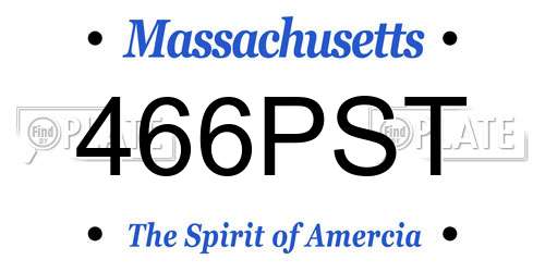 466PST Massachusetts License Plate