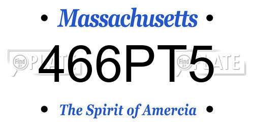 466PT5 Massachusetts License Plate