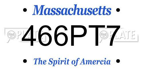 466PT7 Massachusetts License Plate