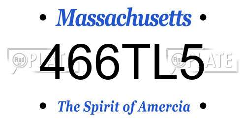 466TL5 Massachusetts License Plate
