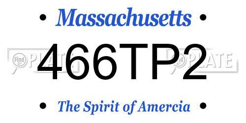 466TP2 Massachusetts License Plate