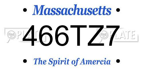 466TZ7 Massachusetts License Plate