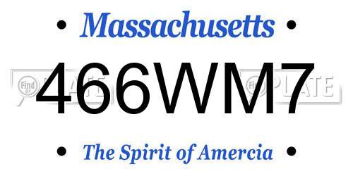 466WM7 Massachusetts License Plate