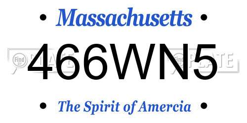 466WN5 Massachusetts License Plate