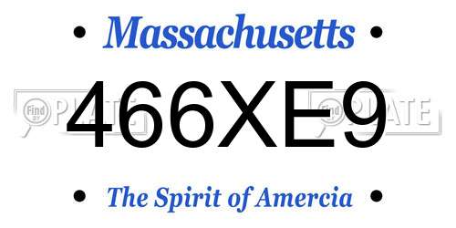 466XE9 Massachusetts License Plate