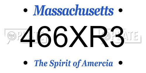 466XR3 Massachusetts License Plate