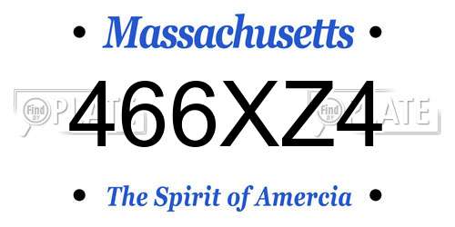 466XZ4 Massachusetts License Plate