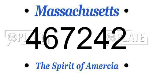 467242 Massachusetts License Plate
