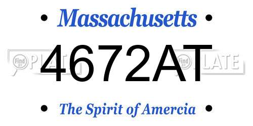 4672AT Massachusetts License Plate
