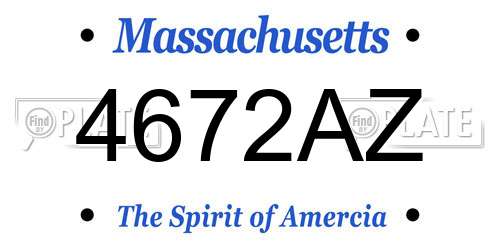 4672AZ Massachusetts License Plate