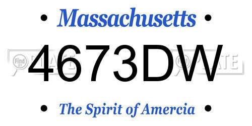 4673DW Massachusetts License Plate