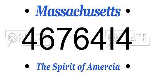 46764I4 Massachusetts License Plate