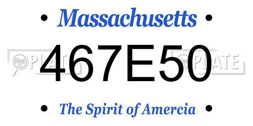 467E50 Massachusetts License Plate