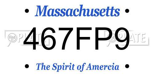 467FP9 Massachusetts License Plate