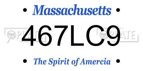 467LC9 Massachusetts License Plate