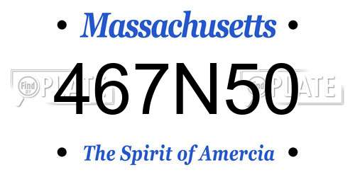 467N50 Massachusetts License Plate