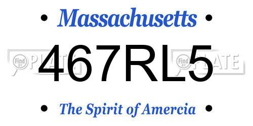 467RL5 Massachusetts License Plate