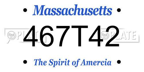 467T42 Massachusetts License Plate