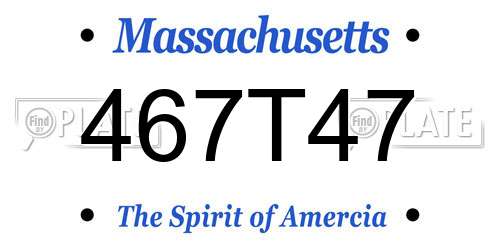 467T47 Massachusetts License Plate