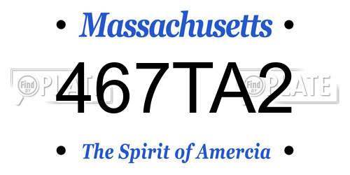 467TA2 Massachusetts License Plate
