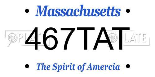 467TAT Massachusetts License Plate