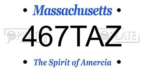 467TAZ Massachusetts License Plate
