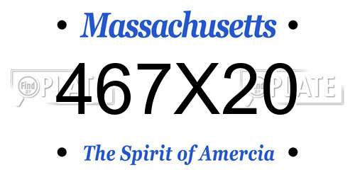 467X20 Massachusetts License Plate