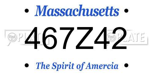 467Z42 Massachusetts License Plate