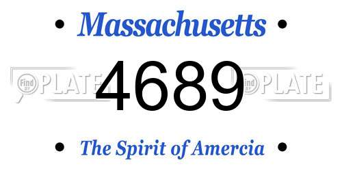 4689 Massachusetts License Plate