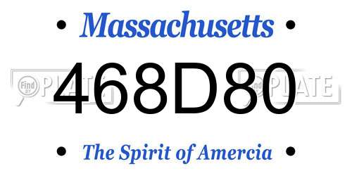 468D80 Massachusetts License Plate
