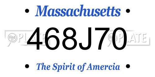 468J70 Massachusetts License Plate