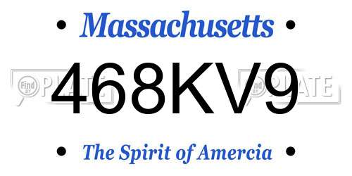 468KV9 Massachusetts License Plate