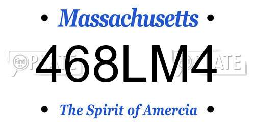 468LM4 Massachusetts License Plate